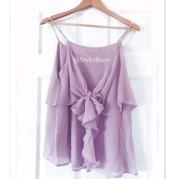 Lined sage adjustable Cami ruffle tank top - Picture 4 of 4